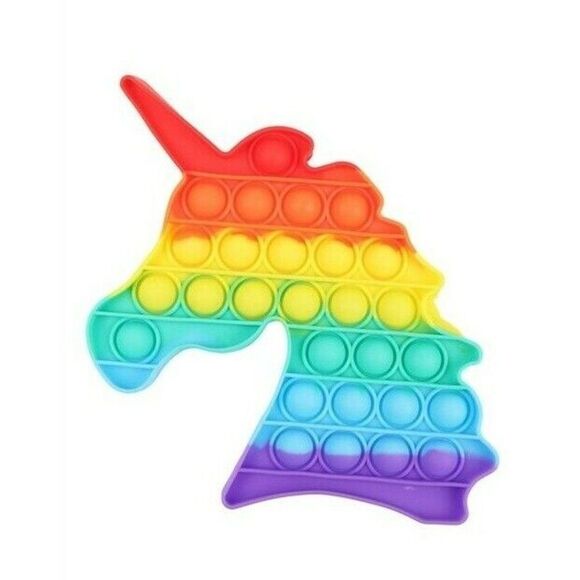 Fidget Toy Unicorn Horse Push Pop Bubble Rainbow Silicone Sensory Game - Picture 1 of 5